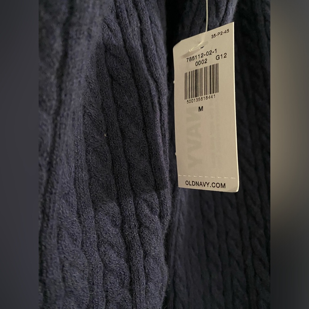NWT cable knit cardigan Old Navy SoSoft Dark Blue Sweater braided twist cropped - Picture 6 of 14